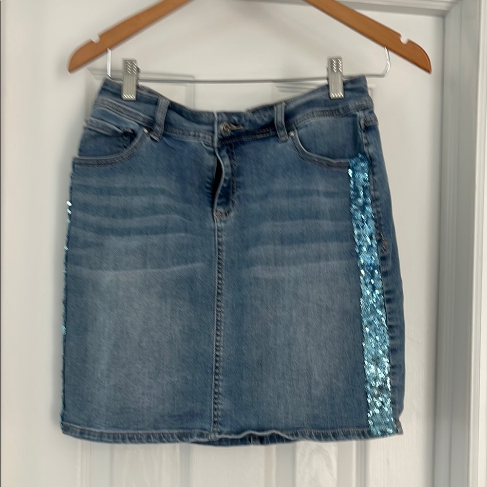 INC International Concepts Blue Sequin Pencil Skirt